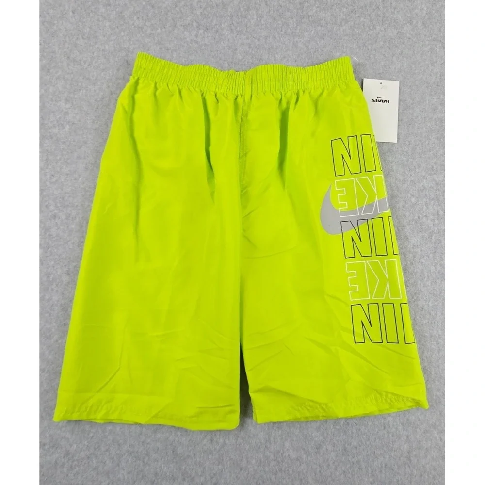 Nike Swim Boys Size Large‎ Swimming Trunks Shorts Green Logo Bathing Suit NEW